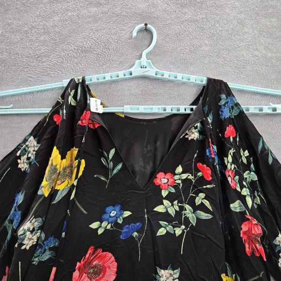 Old Navy Women Dress XXL Black Floral‎ Cold Shoulder V-Neck - Picture 4 of 7
